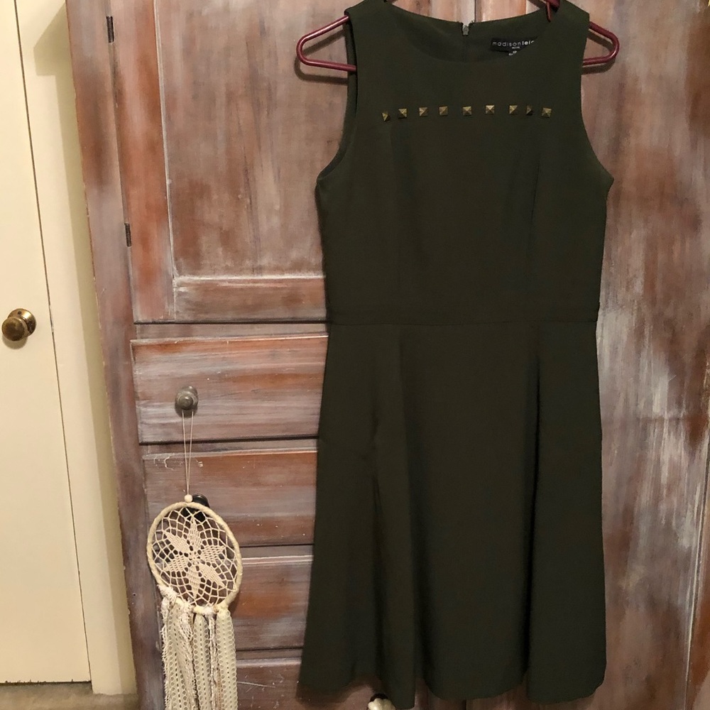 Army green dress with gold studs